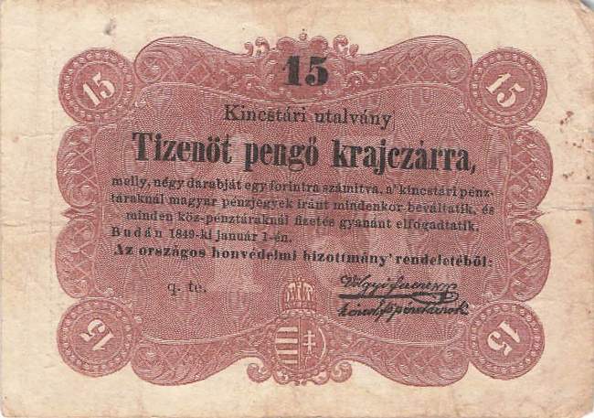 P.S121 15 Pengö Ungarn 1849